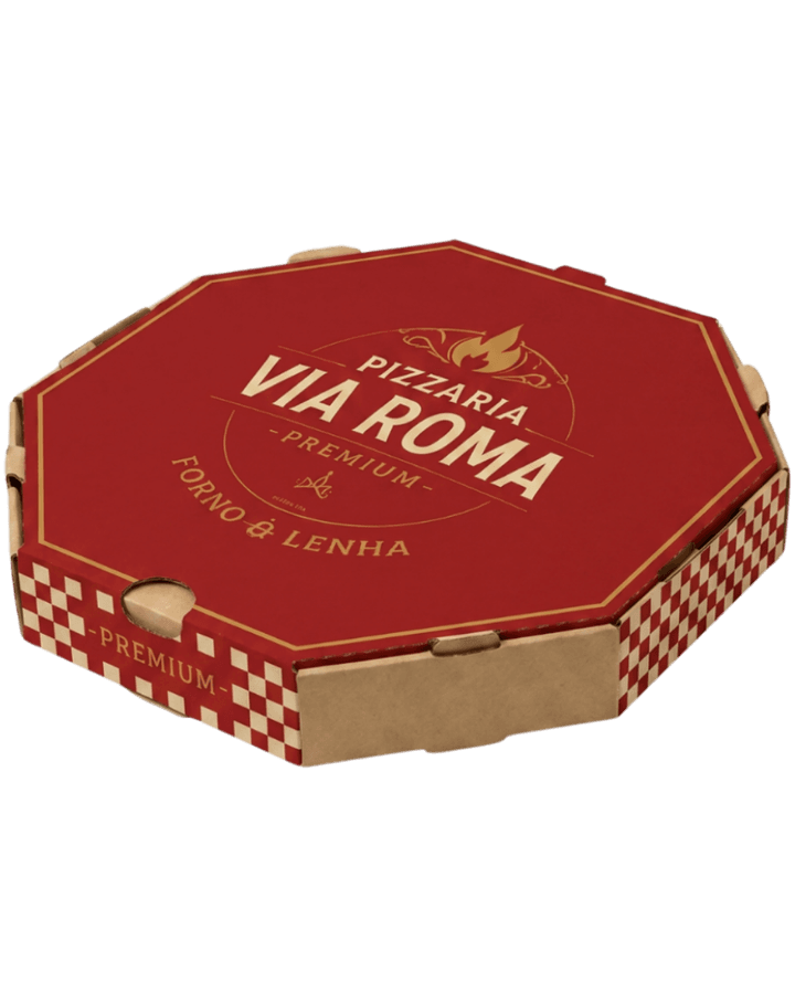 Mockup caixa Via Roma vermelha pela Box Paper