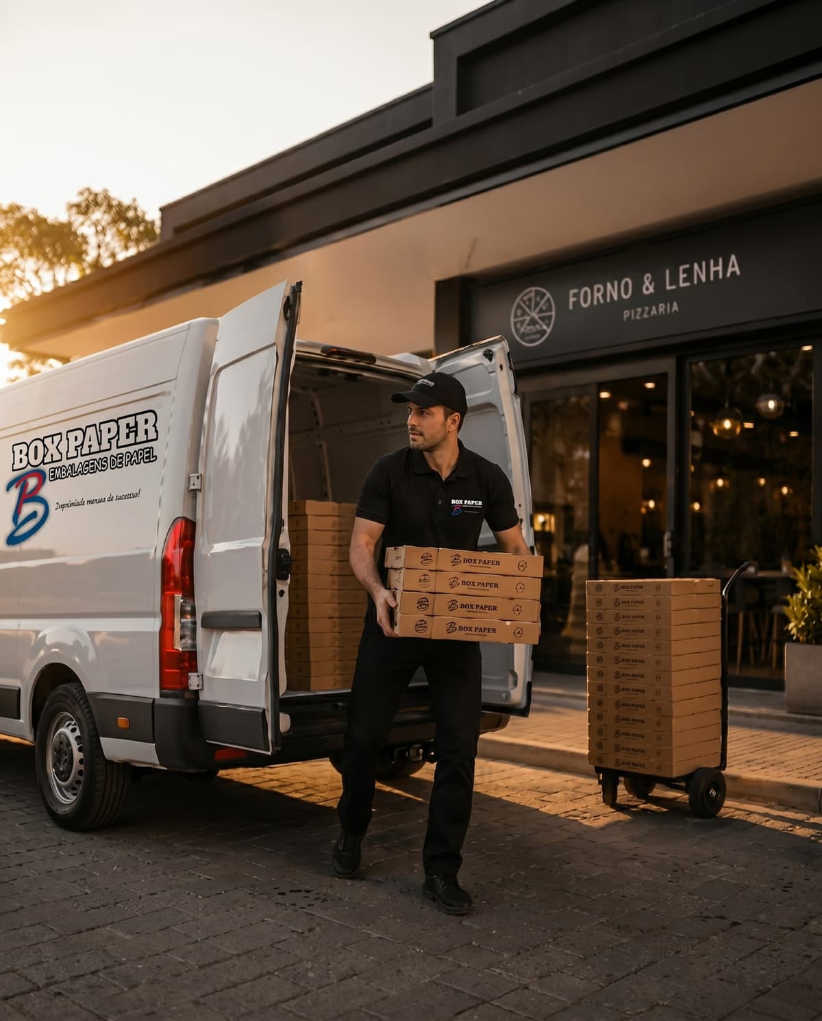 Van Box Paper entregando caixas